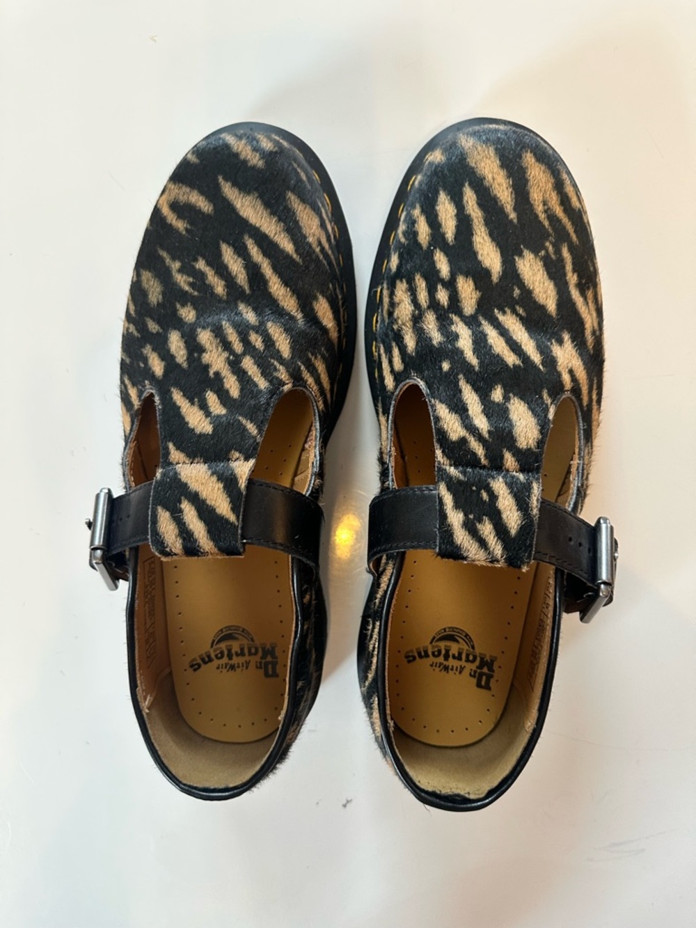 Dr. Martens Black and Tan Leopard Print Mary Jane Shoes - Picture 4 of 4